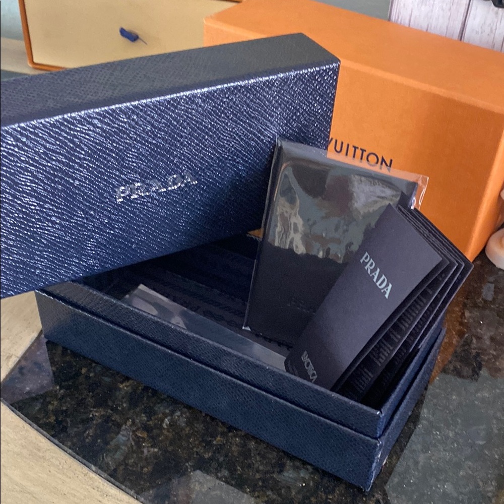Prada Black/navy Sunglass Holder Luxurious Accessory